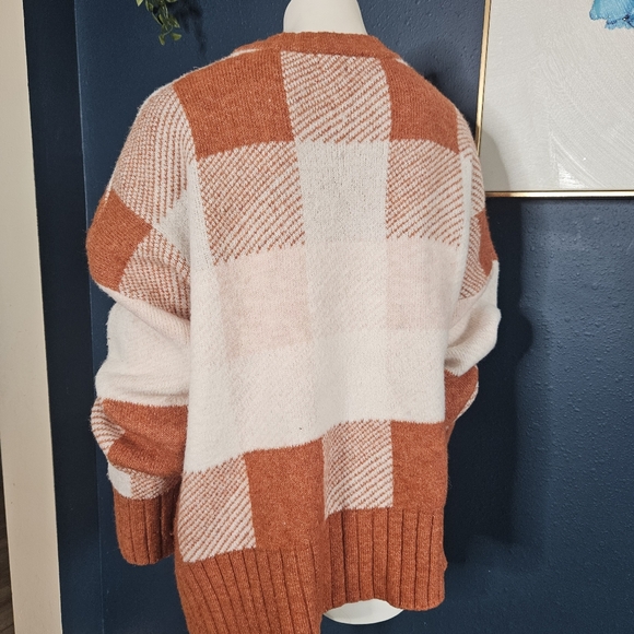A New Day Plus Size Plaid Crewneck Pullover Sweater - Rust Brown/Pink/Cream - Picture 10 of 13